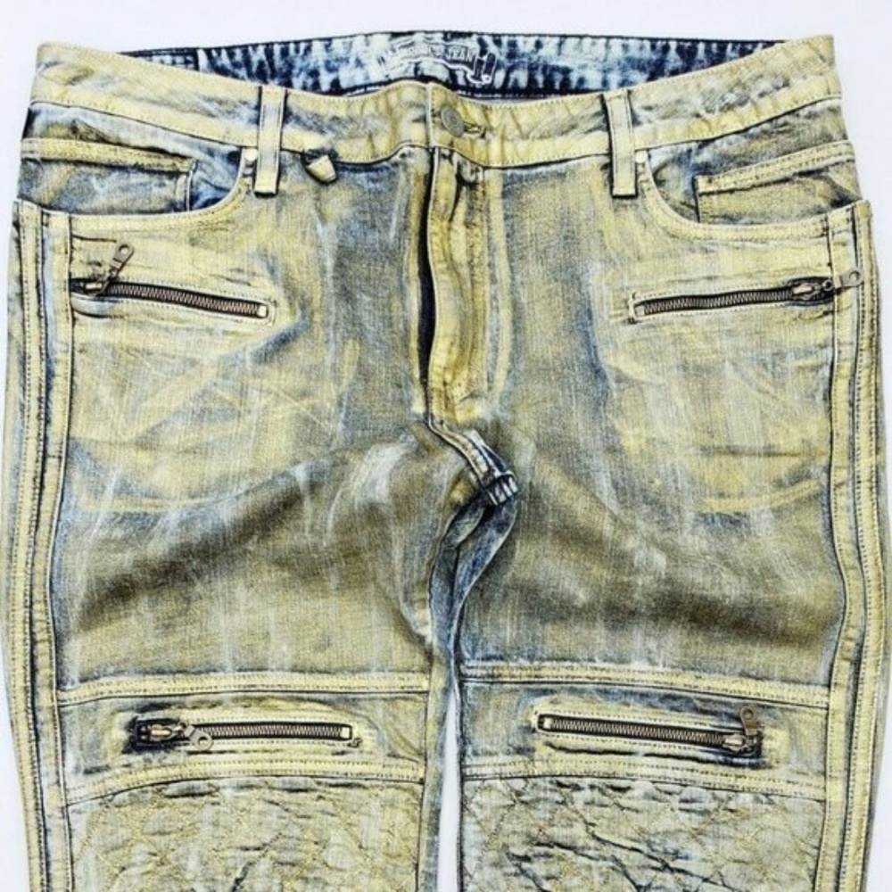 New ROBIN'S JEAN Racer Coated Slim Jeans SZ 40 - Picture 2 of 8
